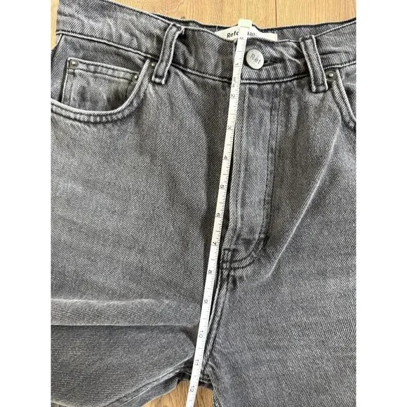 REFORMATION JEANS 26 black Cynthia High Rise Straight long Jean Faded - Picture 11 of 13